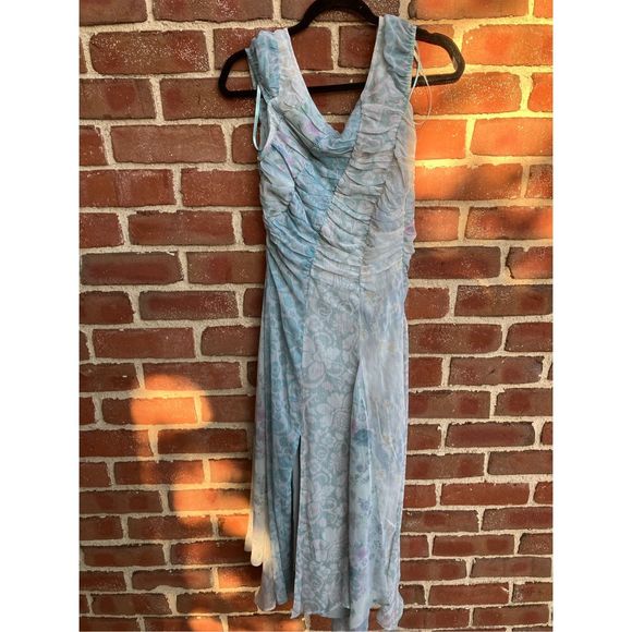 Free People Heart To Heart Floral Midi Dress in Ocean Combo Size 10 NWOT - Picture 3 of 8